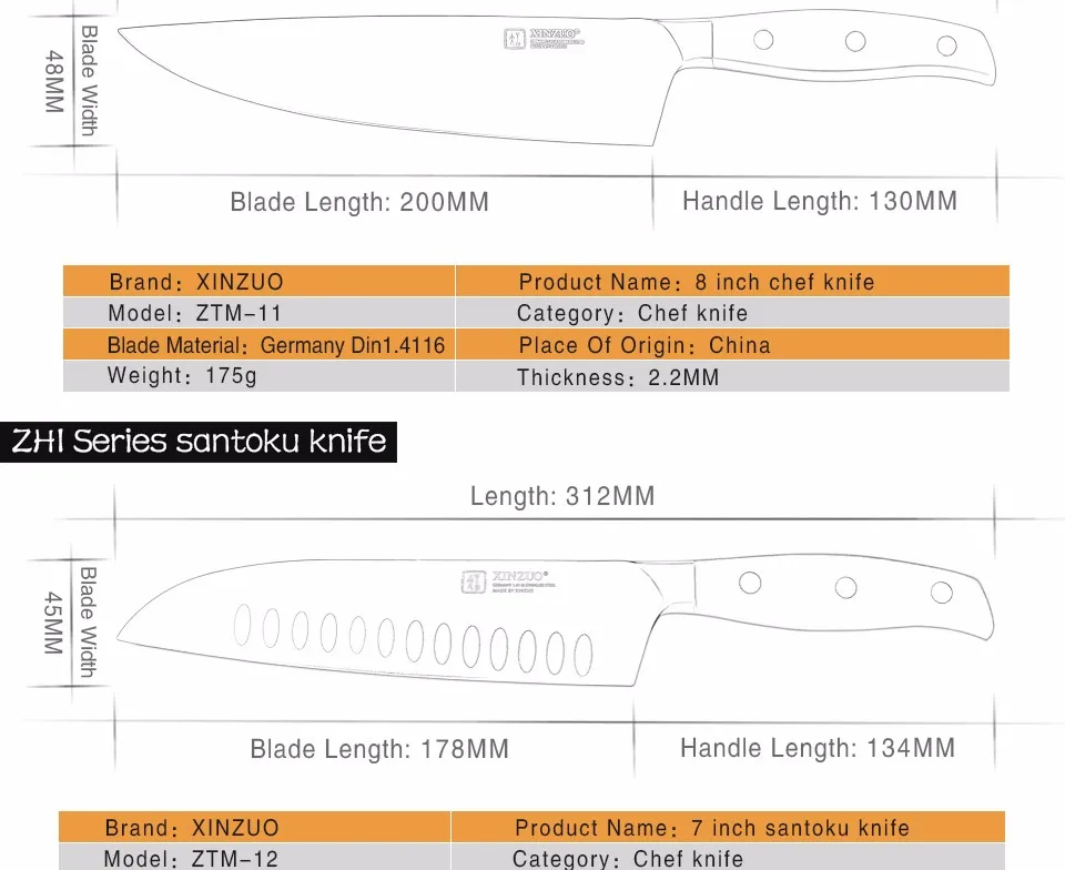 XINZUO, высокое качество, 3,5+ 5+ 8+ 8+ 8 дюймов, нож для очистки овощей, нож для приготовления хлеба из нержавеющей стали, кухонные ножи, набор, бритва, острый