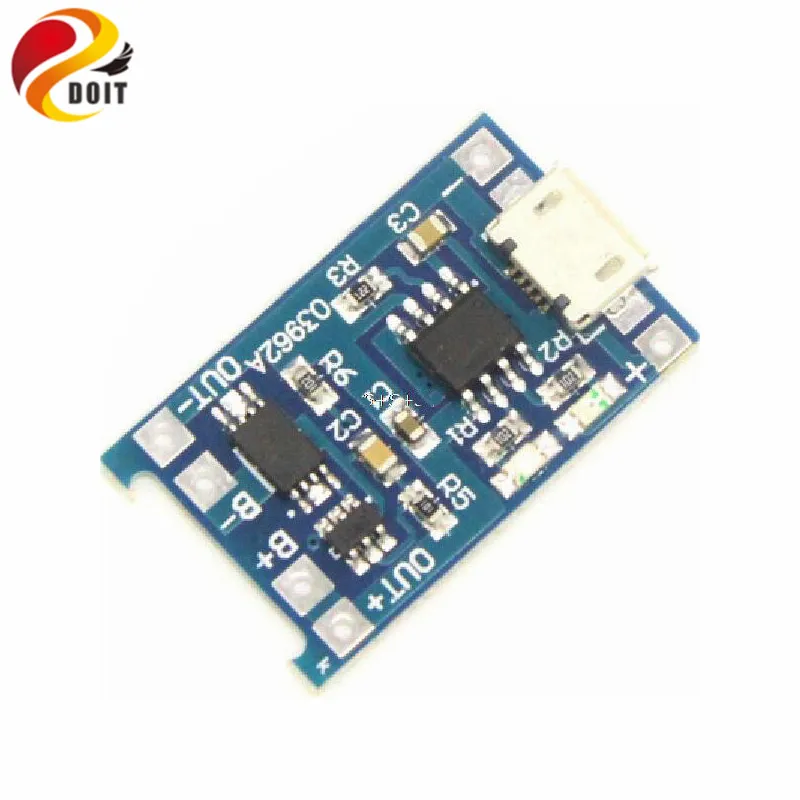

Official DOIT 5V Micro USB 1A 18650 Lithium Battery Charging Board Protection Charger Module for Arduino Diy Kit