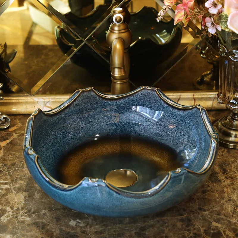 So beautiful Jingdezhen wash basin bathroom sinks bowl factory directly art hand painted ceramic ...
