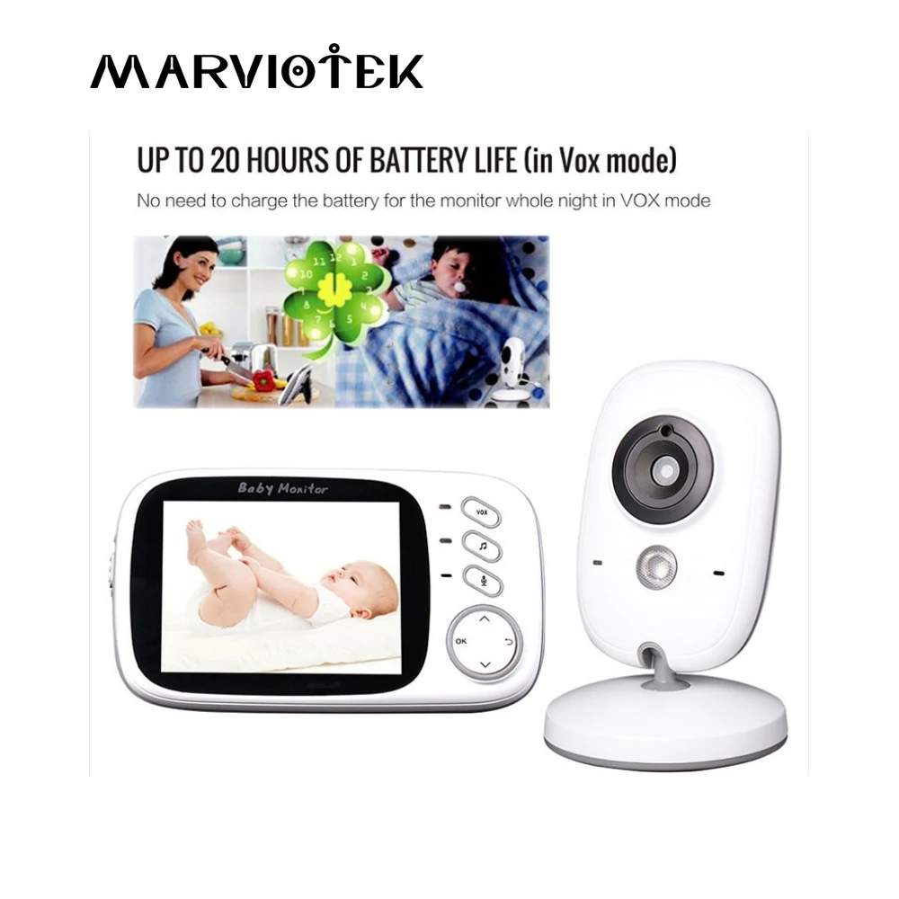 

VB603 Video Baby Monitor 2.4G Wireless With 3.2 Inches LCD 2 Way Audio Talk Night Vision Surveillance Security Camera Babysitter