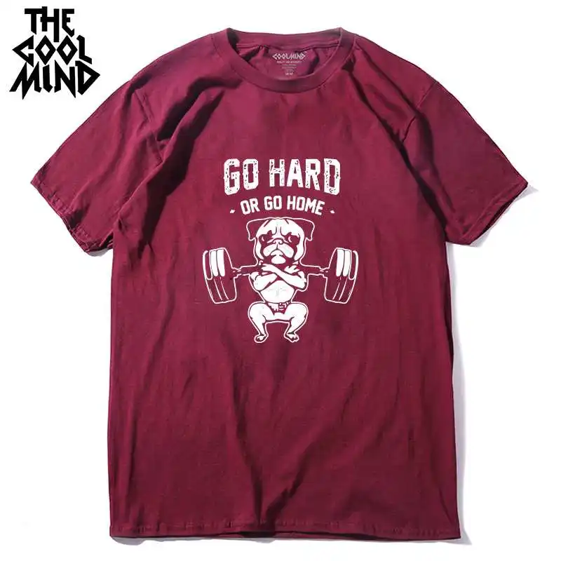 COOLMIND PU0124A хлопок go hard or go home Мужская футболка Повседневная летняя свободная Мужская футболка мужская футболка с круглым вырезом - Цвет: PU0124A-LS