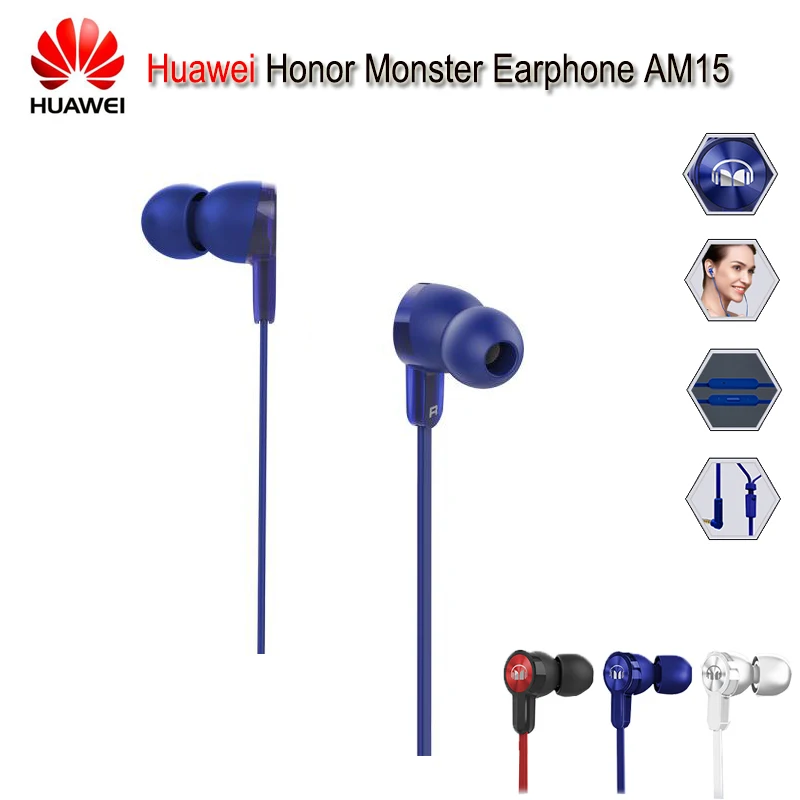 

100% Original Huawei Honor Earphone AM15 With Mic Piston Line Control In-Ear Earbud for Huawei Honor 9 Mate 8/9 P10