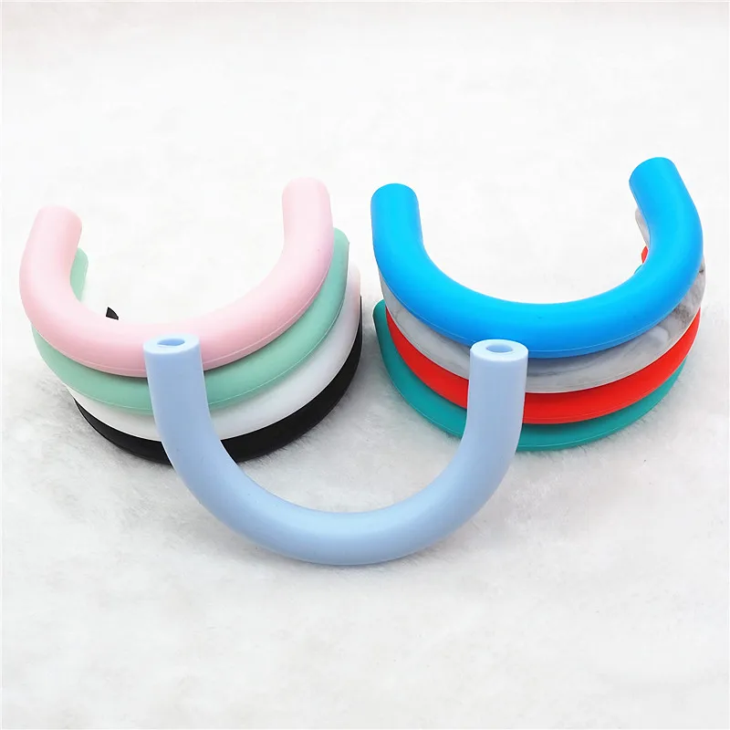 

Chenkai 10PC Silicone U Tube Teether Beads DIY Baby Shower Pacifier Dummy Nursing Chewing Mommy Jewelry Pendant Sensory Toy Gift