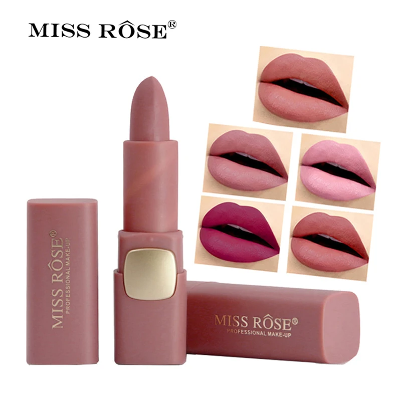 

Miss Rose Matte Lipstick Cosmetics Makeup Waterproof Lips Moisturizing Easy To Wear Make up Lip Sticks Gloss Lipsticks