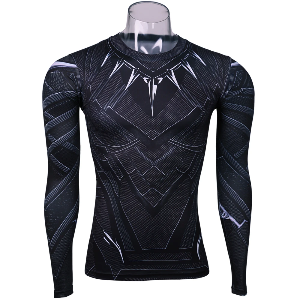 Men's T-shirt Black Panther 3 D Printed T-shirts Men Compression Shirt Captain America Short Sleeve For Men Tops High elasticity (2)