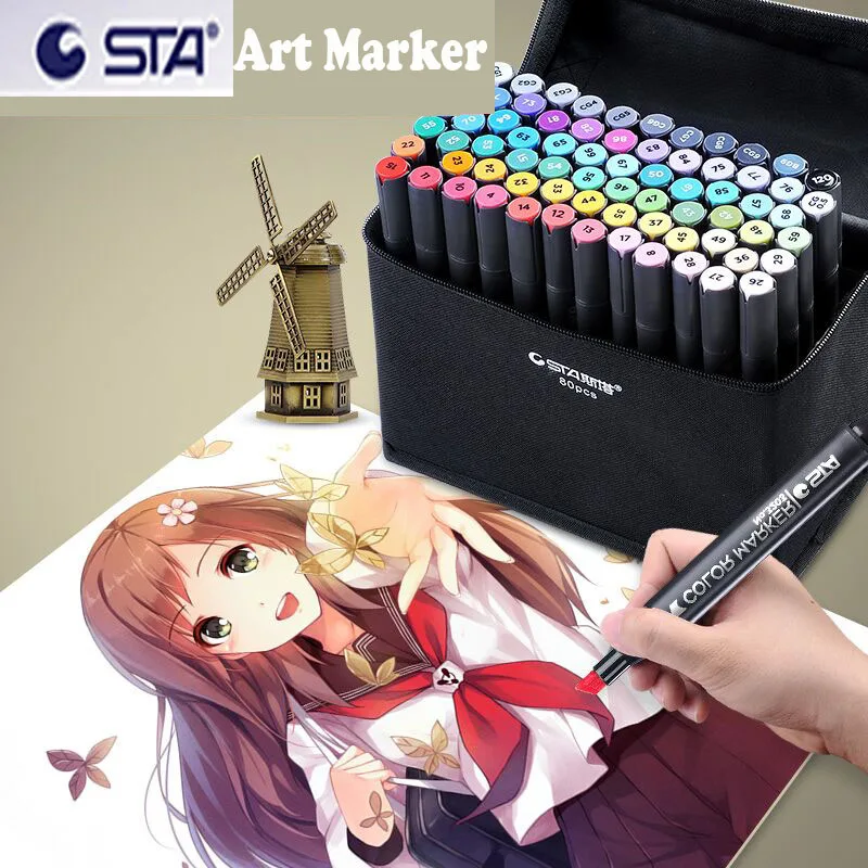 Goede Koop Sta Pro Twin Graffiti Marker Pen Set 128 Manga Anime Ontwerp Pennen Doodle Kleuring Plakboek Voor Kid Adult Tekening Alcohol Goedkoop Uylmkoop