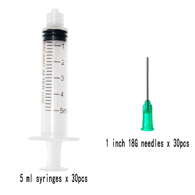 Plastic Syringe 5ml With 1inch 18g Blunt Tip Needles For Lab And Industrial  Dispensing Glue , Non-sterile , 30sets - Epoxies - AliExpress