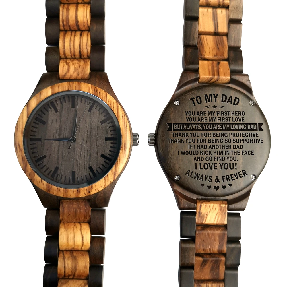 I KNOW YOU CAN BE FROM DAD TO SON ENGRAVED WOODEN WATCHin Lover's