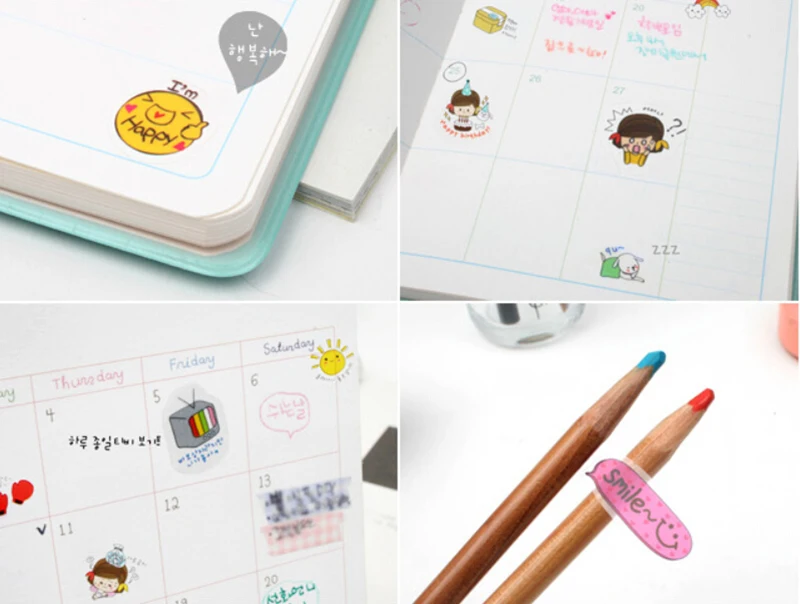 Lovely Scrapbook Decoration Memo Pad Stickers Mini Cartoon Print Calendar Diary Book Sticker Students Stationery Notes 6 Pcs/lot