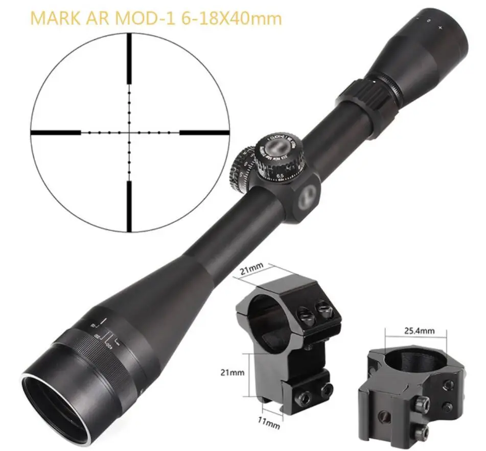 L MARK AR MOD-1 6-18X40 АО Mil-Dot Сетка прицелы для охоты 1 дюймов трубка Turrets сброс Тактический Riflescope - Цвет: with dovetail rings