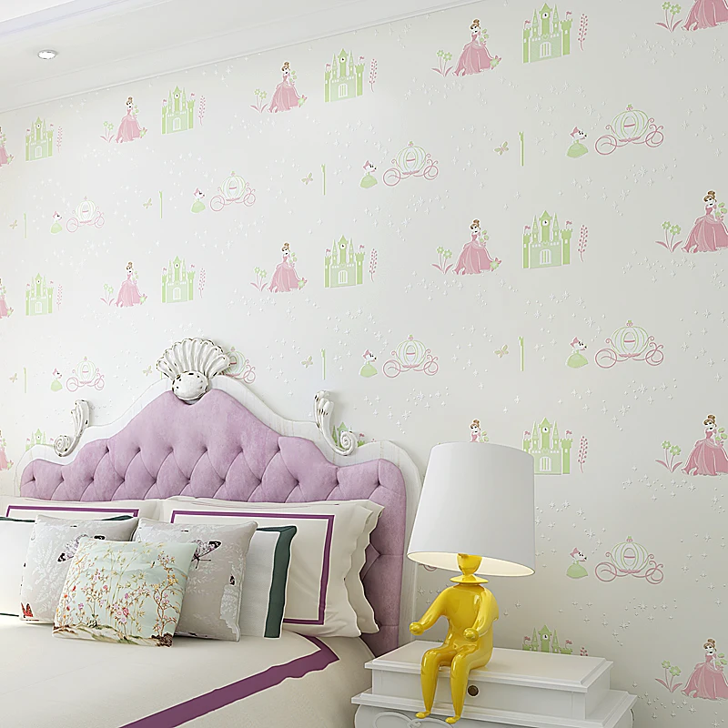 Pink Princess Room Nonwoven Wallpaper 3D Bedroom Wallpaper Girl Cute Cartoon Castle Background Wall Paper Roll Pink Princess Room Nonwoven Wallpaper 3D Bedroom Wallpaper Girl Cute Cartoon Castle Background Wall Paper Roll
