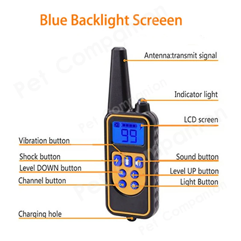 Rechargeable Waterproof Electronic Dog Training Collar Stop Barking LCD Display 800m Remote Electronic Shock Training Collars8