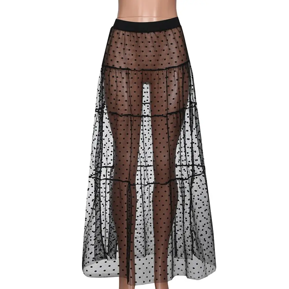 Faldas mujer moda модные вечерние коктейльные летние женские сетчатые пэчворк с высокой талией пляжная длинная юбка вечерние