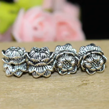 

10pcs/lot Craft Double Size Lotus Spacer Beads 11x10.5mm Tibetan Silver Buddha Charm Beads Materials DIY Jewelry Making Pendants