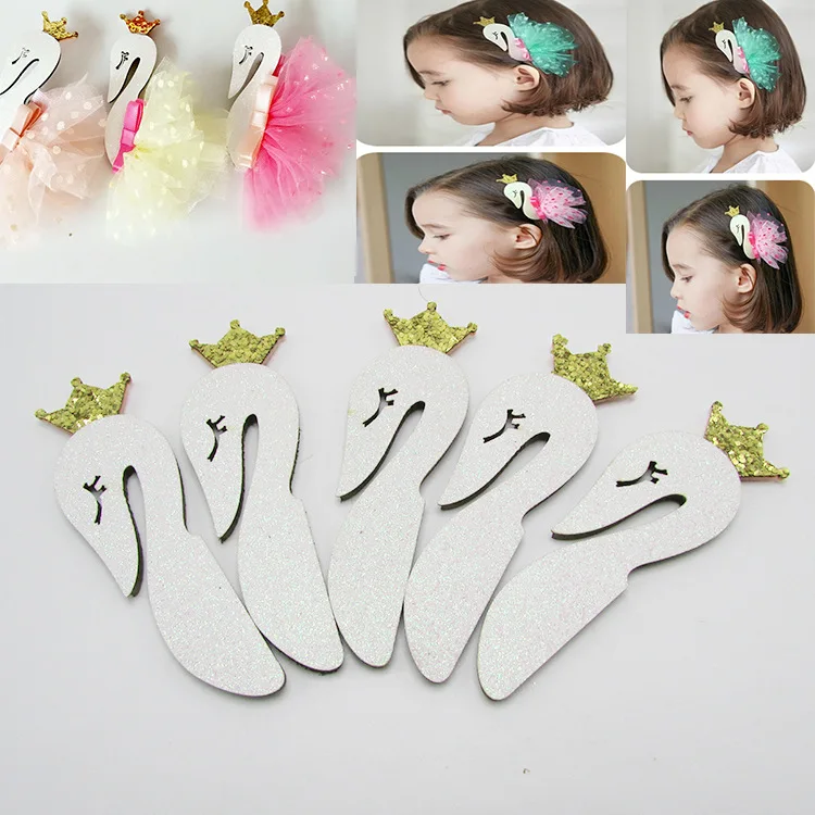

1.5cmx8.5cm 30pcs Glitter Swan Neck Diy Accessories Padded Applique for Children's handmade Hair Accessories