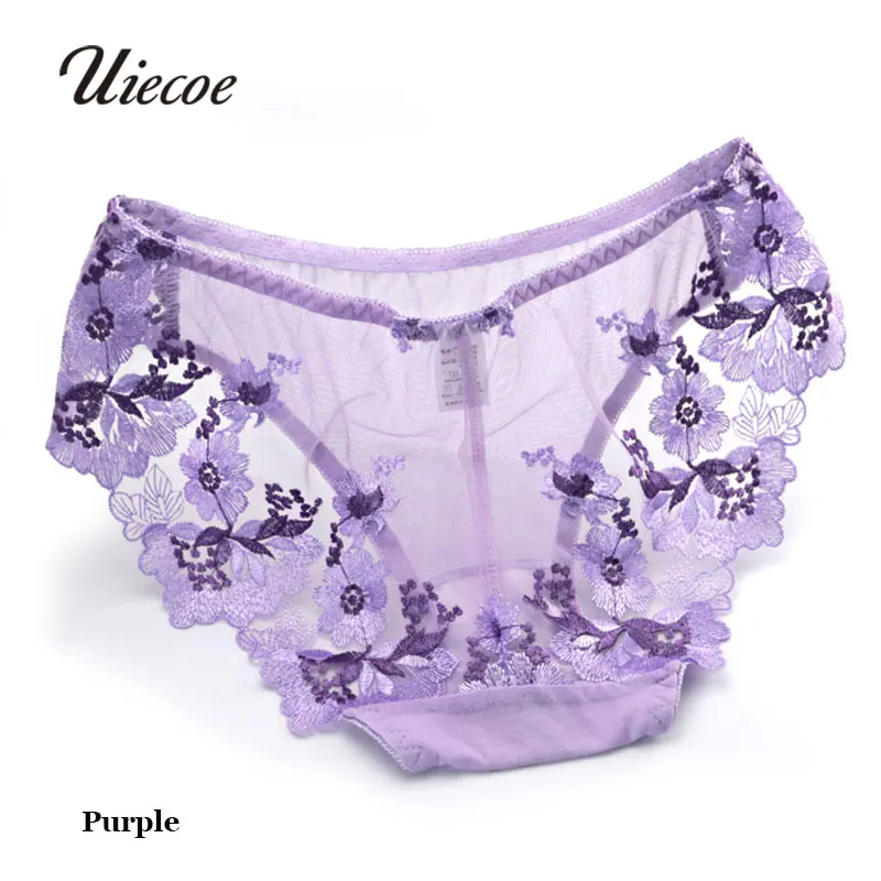 UIECOE Chinese Style Women Sexy Transparent Lace Panties Ultra thin