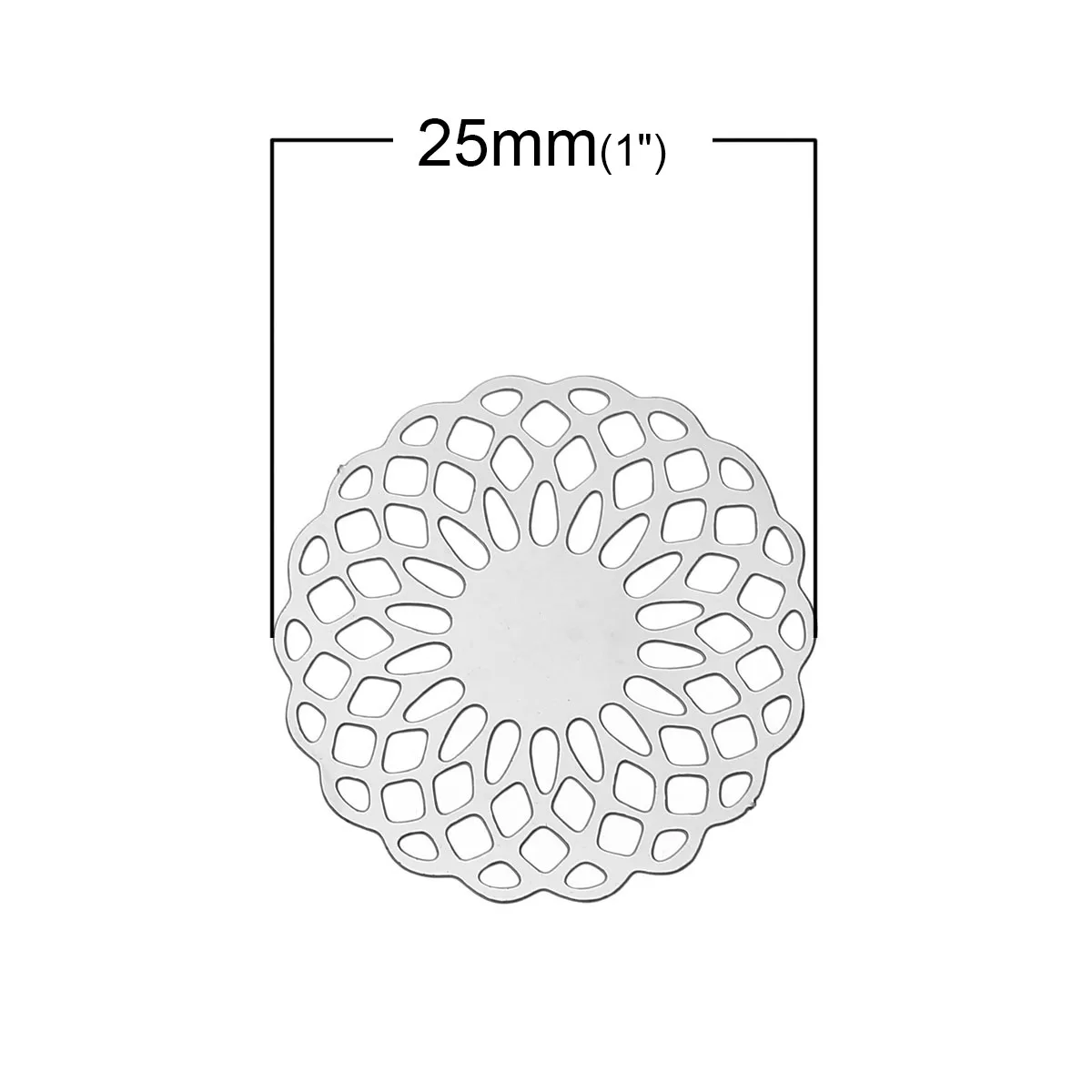 Doreenbeads الصغر المقاوم للصدأ الزينة جولة الفضة لهجة الجوف 25 ملليمتر (1 \