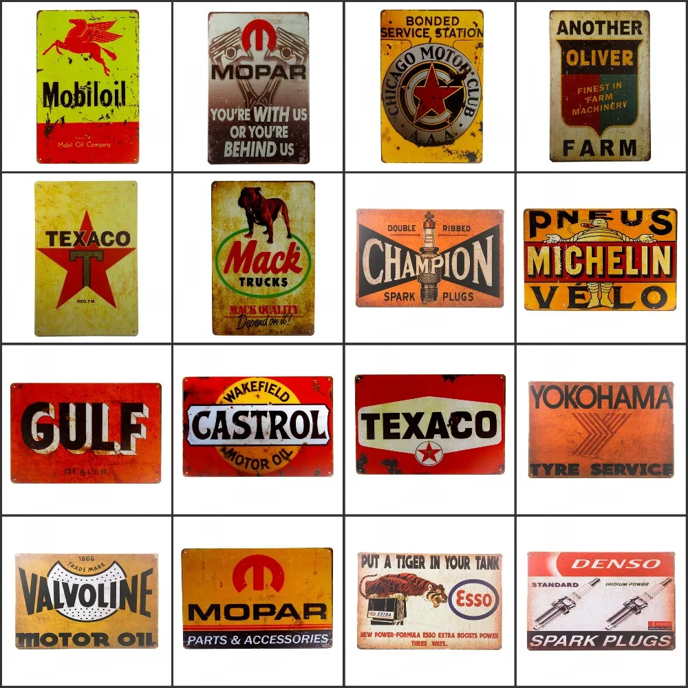 

Vintage Metal Tin sign Mobiloil Gulf Oil M Tin Signs Poster Bedroom Pub Art Poster Bar Garage Wall Stickers Decoration