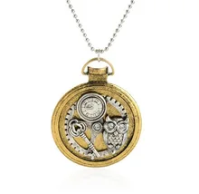 Good design round pendant with popular elements owl/key/gears/ steampunk fashion necklace jewelry