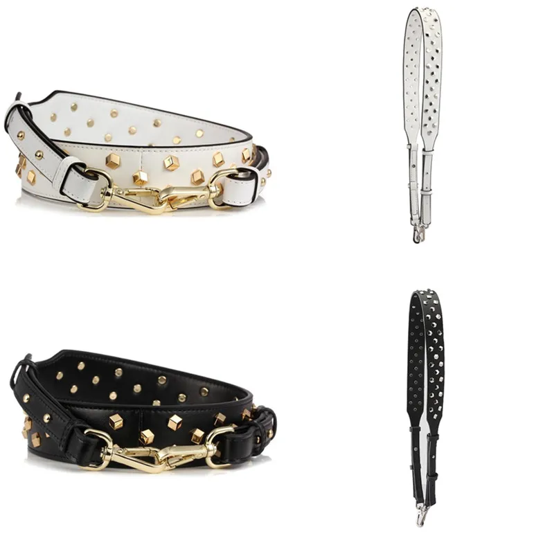 Genuine Leather Shoulder Bag Strap Rivet Bags Strap Parts Women Handbag Strap Replacement Wide Long Belt For Crossbody Bag