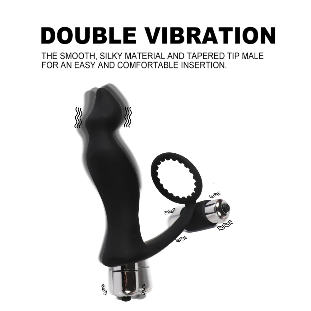 Anal Vibrator for Men With Cock Ring Prostate Massage Silicone Vibrating Butt Plug Male Masturbator Sex Toys for Men Sex Product (6)
