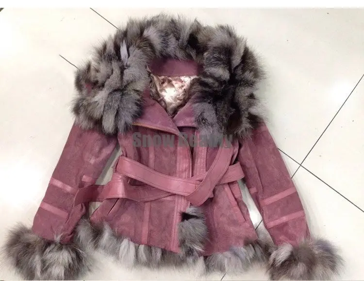black Fourrure rubber Manteau Automne Veste De Réel Mode Hiver Courte Fox Porc Dame Chaud silver Conception Skinleather Collar khaki Silve 100 Avec Véritable Femmes Collar Col Pink Outwear camel qFB8P8