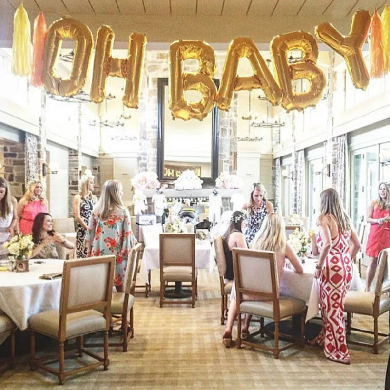 6 шт с надписью OH BABY буквами Фольга воздушные шары 16 &quotзолото Пол раскрыть Baby Shower