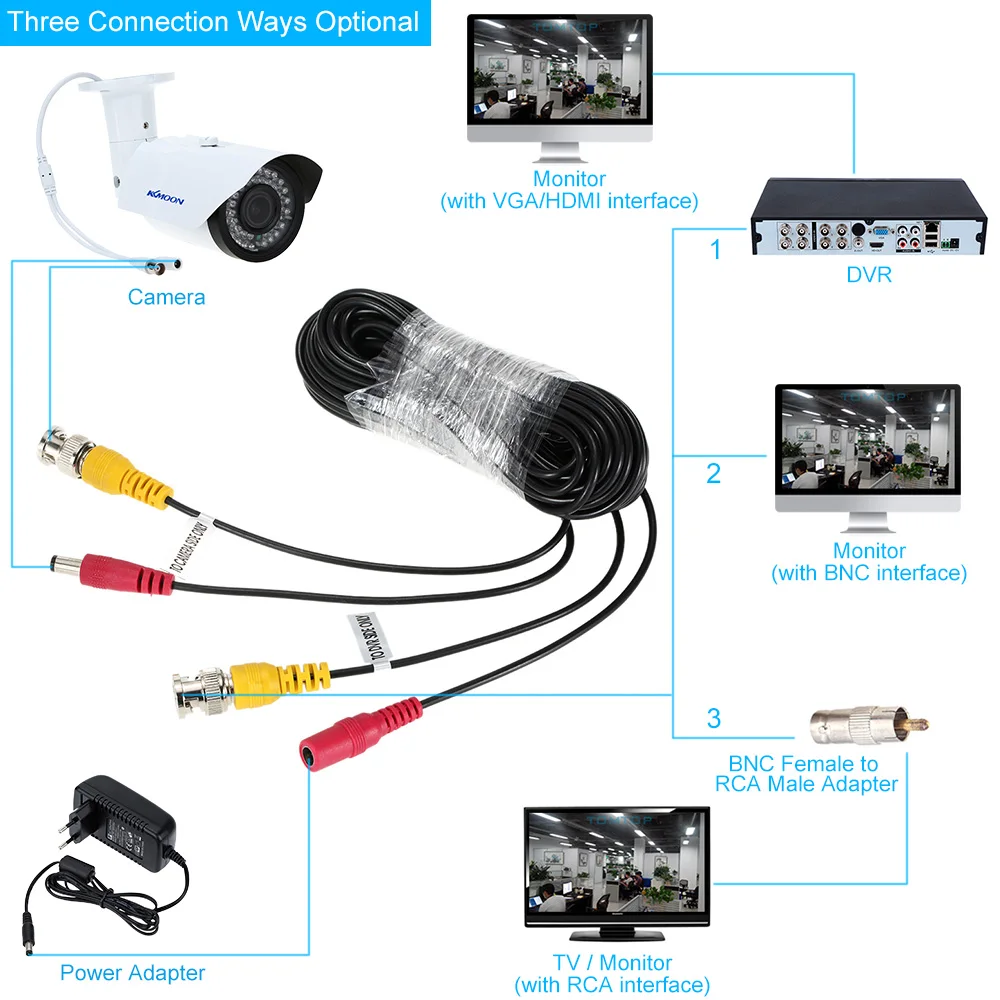 Lofam CCTV аксессуары 40 м 131ft DC Кабель BNC Видео Выход видеонаблюдения кабель BNC DC штекер кабеля для видеонаблюдения Камера системы скрытого видеонаблюдения