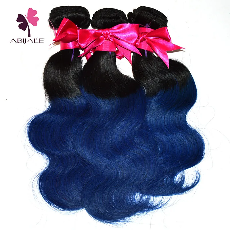 Peacock Color Virgin Hair Body Wave 3pcs Lot Blue Ombre Weave 10a