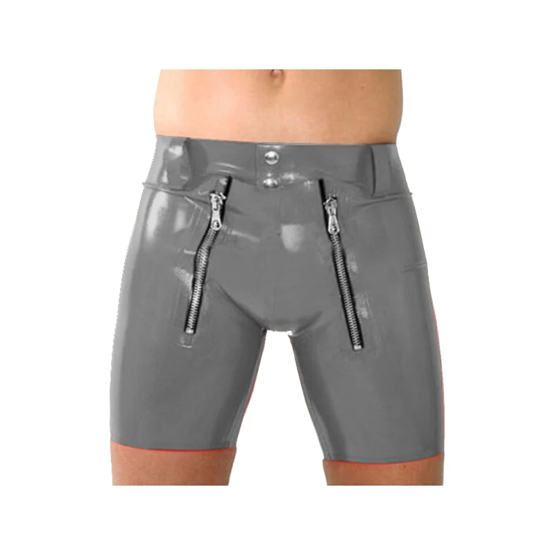 

100%Latex Rubber Gummi Smoky grey sport Pants With zipper Size XXS~XXL