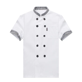 

Summber Breathable White Double-breasted Short-sleeved Chef Jacket Catering Restaurant Hotel Kitchen Man Coat Work Overalls