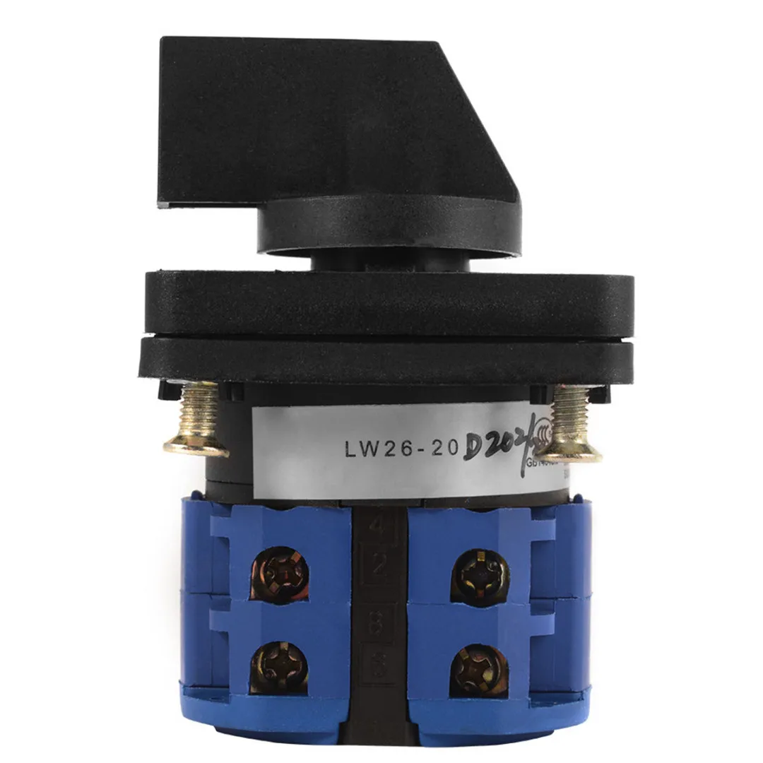 3 Positions Rotary Cam Changeover Switch On-Off-On Control Switch  + Screws LW26-20D 20A