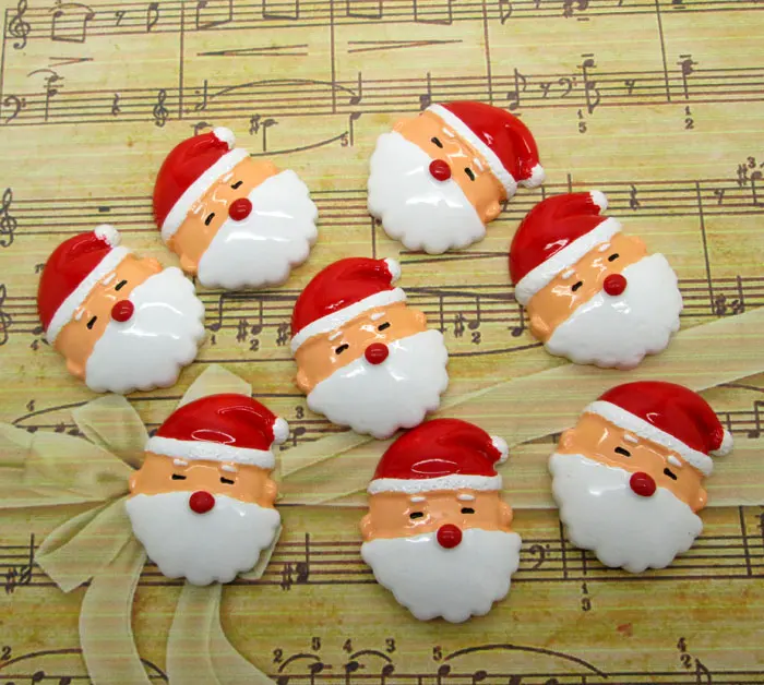 

10Pc Resin Christmas Santa Claus Decoration Crafts Kawaii Bead Flatback Cabochon Fridge Magnet Scrapbook DIY Accessories Buttons