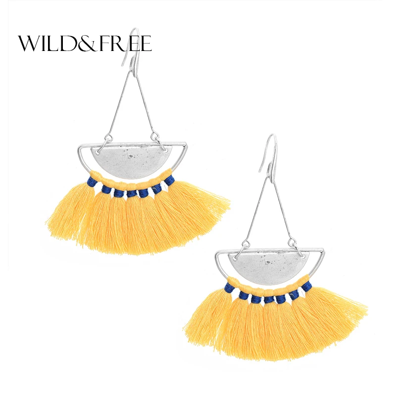 Wild & Free новые серьги с кисточками в богемном стиле для женщин Мода Висячие длинные