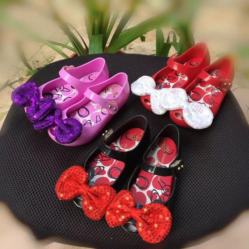 Baby  Girls Soft Shoes PVC Big Bow Knot Shoes For Children Dress Up Sandals Cute Shoes  15-18cm