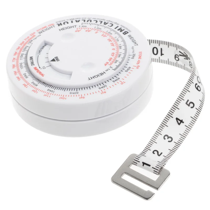 BMI Body Mass Index Retractable Tape 150cm Measure Calculator Diet