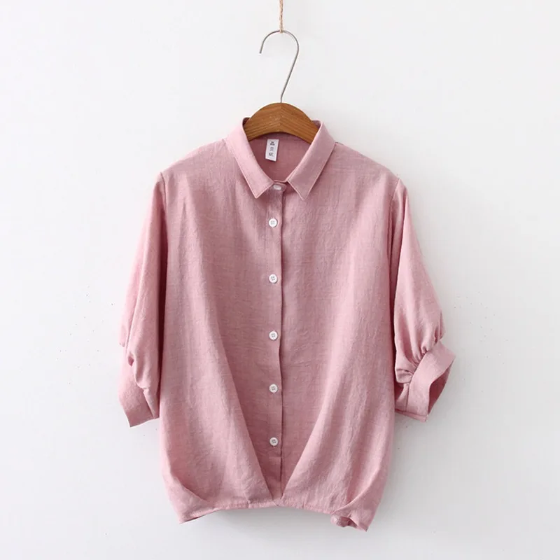 

Women Fashion Striped Blouses 2019 Summer Women Tops Turn-down Collar Casual Short Sleeve Loose Blouse Shirt Female