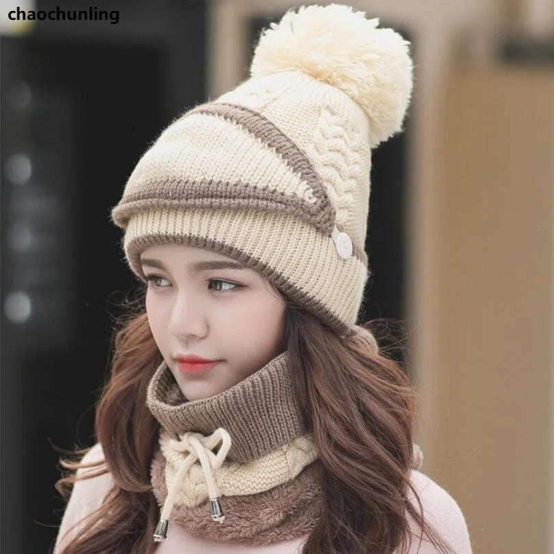 Корея модные женские туфли зимние теплые толстые шерстяные Шапки 2019 новых леди темперамент открытый трикотажные шапки красный Гэри