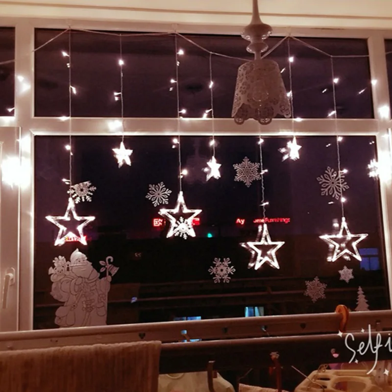 3M/2.5M led twinkle christmas lights fairy icicle flash garland star curtain light party holiday store xmas wedding decoration