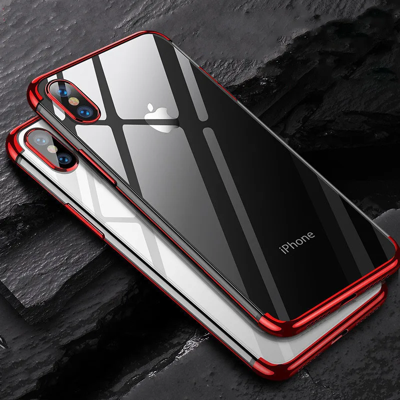 

Luxury Phone Case for iPhone XR X Xs Max on iPhone 11 Pro 2019 Soft Silicone Plated Transparent Cover For iPhone 7 8 6 6S Plus