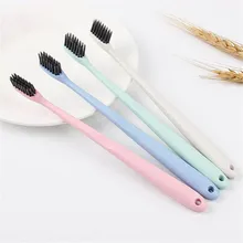 10 шт. портативная мини-зубная щетка для путешествий с ручкой из мягкого бамбукового угля и пшеничного стебля нано-антибактериальная зубная щетка 18,5 см