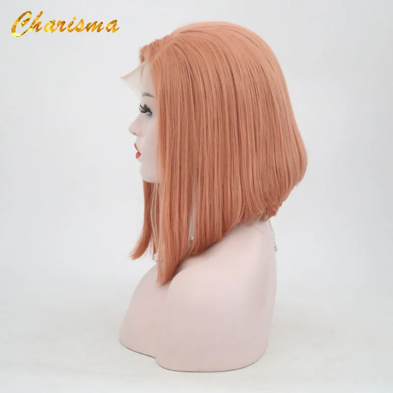 Charisma прямые парики из синтетического кружева с натуральным волосяным поясом для женщин чистый цвет оранжевый