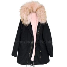 CX-G-P-14B куртка-парка с капюшоном и большим воротником из меха енота верхняя одежда Съемная подкладка из кролика зимняя куртка