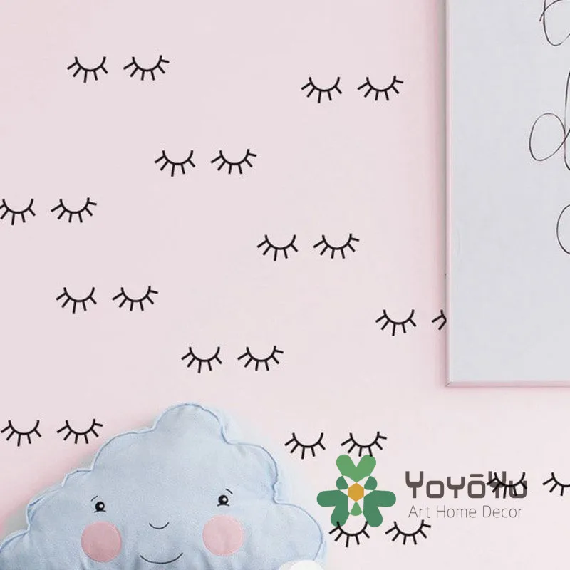 54 قطعة/المجموعة لطيف رمش نمط جدار صائق غرفة الاطفال الفينيل ملصقات DIY الديكور الفتيات الطفل نوم ديكور المنزل المشارك WA-8