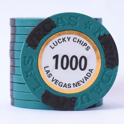 10pcs/set NEVADA Poker Chips in clay 14g insert iron Texas hold'em coin Casino quality - Цвет: 10pcs  1000