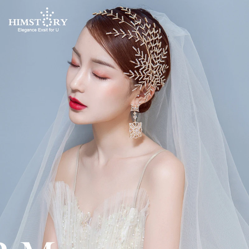 

Himstory Wedding Bridal Hairpins Branch Crystal Hairgrips Prom Jewelry Silver Leaf Hair Accessories Pins Hairwear Jewelries