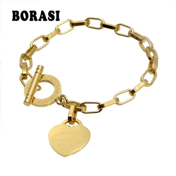 

Hot Sale Classic Love New Bracelet Style For Brand Women Bracelet Gold Chain Heart Bracelets & Bangles Pulseira Fine Jewelry