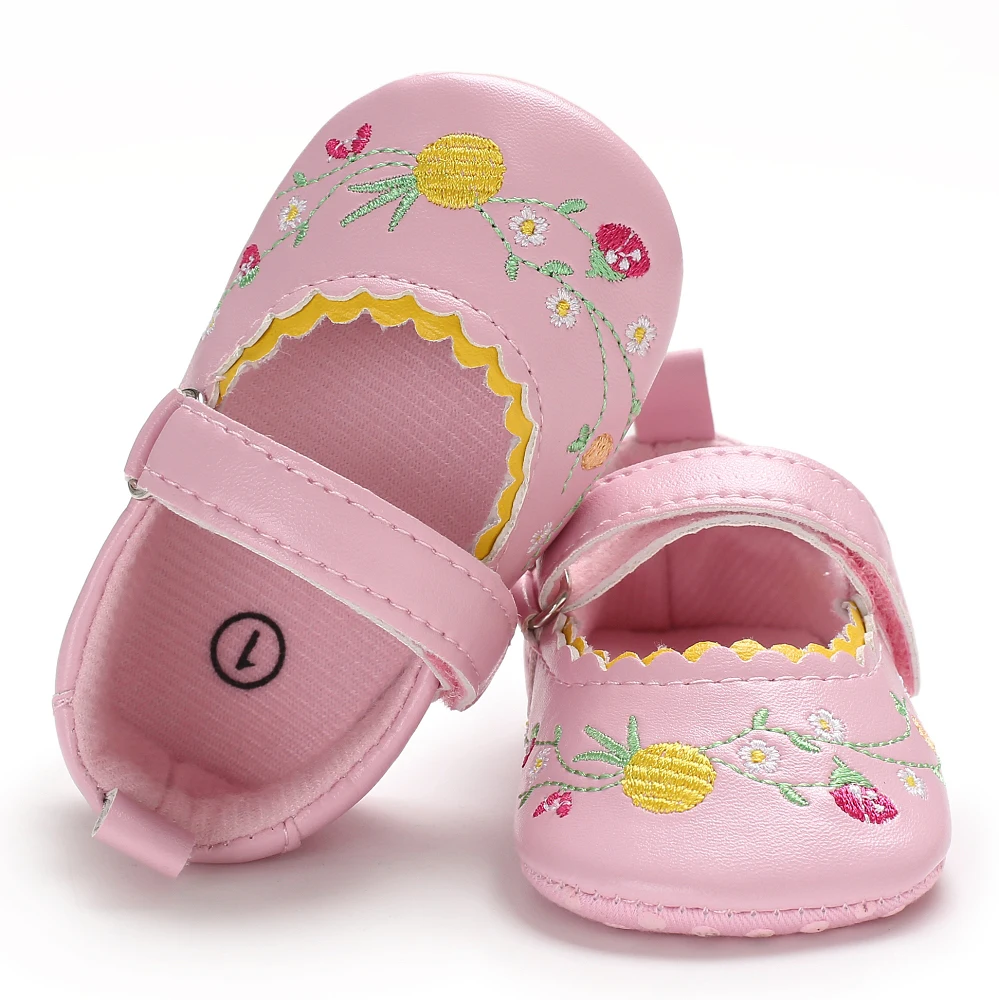 Emmaaby/Новинка; Брендовая детская обувь принцессы для маленьких девочек; обувь для новорожденных с цветочным принтом; кожаная мягкая подошва