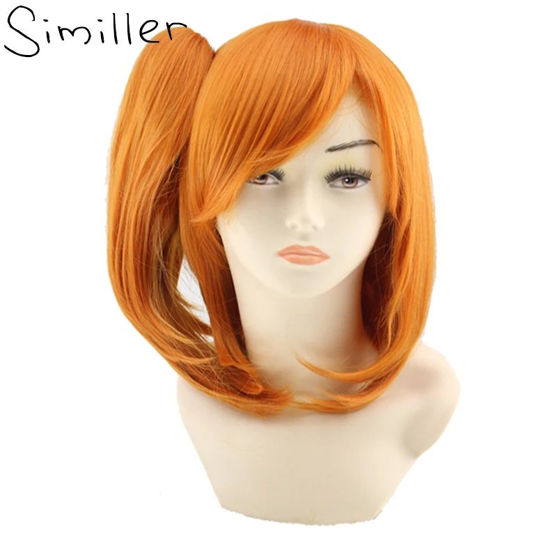 Similler Short Curly Orange With One Pigtails Cosplay Synthetic Wigs ...