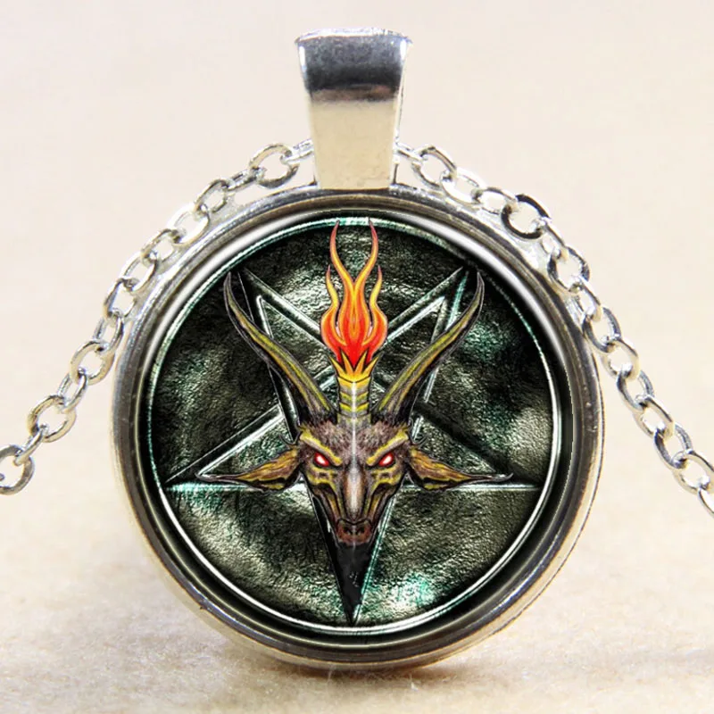 New-Baphomet-Inverted-Pentagram-necklace-goat-head-pendant-glass-dome-Baphomet-Jewelry-Satanism-jewelry-women-men